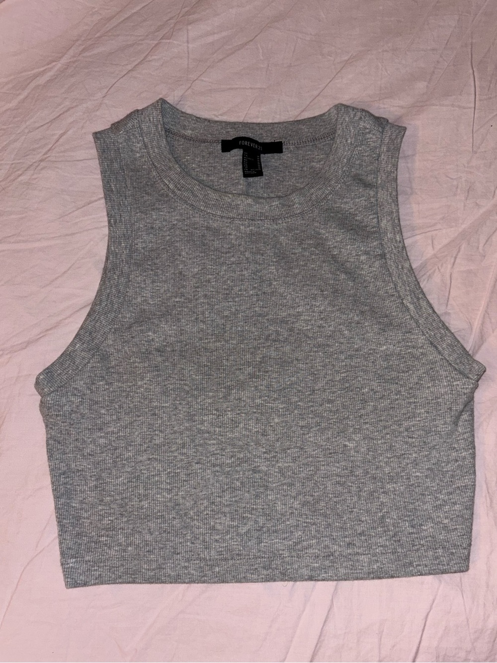 Forever 21 Gray Ribbed Cropped Tank